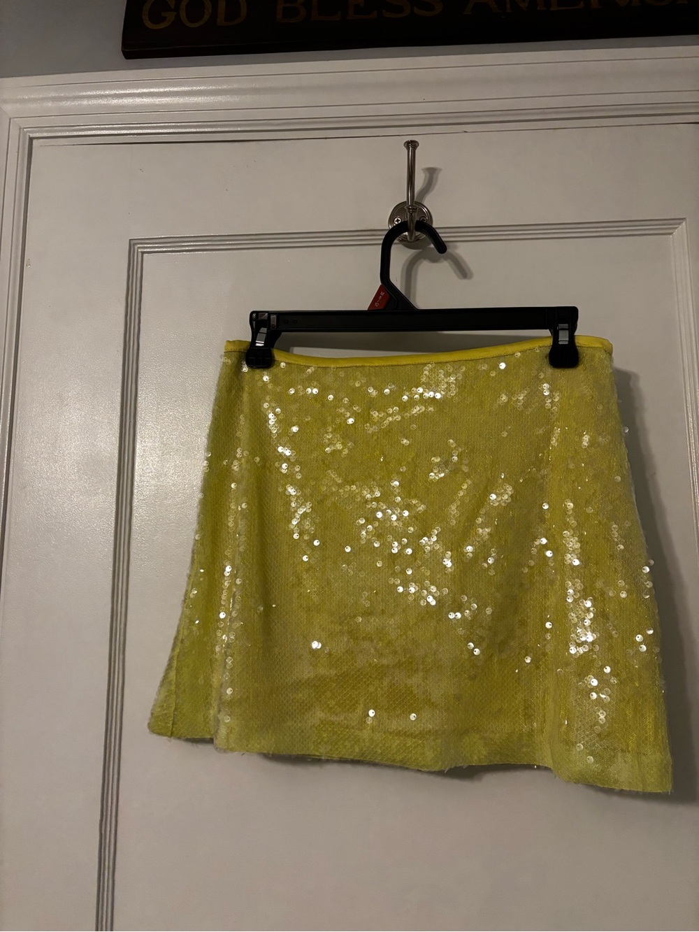 Yellow Sequin Mini Skirt